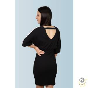 Dolman-Sleeve Graphic Mini Dress Black