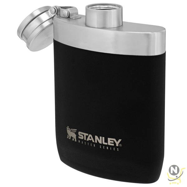 Stanley Master Unbreakable Hip Flask 0.23L / 8OZ Foundry Black with Never-Lose Cap  Wide Mouth Stainless Steel Hip Flask for Easy Filling & Pouring