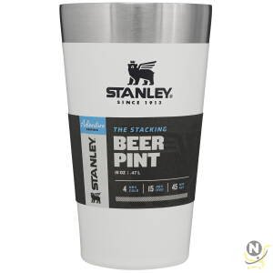 Stanley Adventure Stacking Beer Pint 0.47L / 16OZ Polar White  Keeps Beer Cold for 4 Hours | Stainless Steel Beer Pint | Stacks Infinitely | Double Wall Vacuum Insulation | Dishwasher Safe