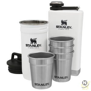 Stanley Adventure Pre-Party Shot Glass + Flask Set Polar White  BPA FREE Stainless Steel