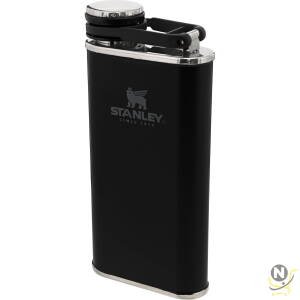 Stanley Classic Wide Mouth Flask 0.23L / 8OZ Matte Black with Never-Lose Cap   Wide Mouth Stainless Steel Hip Flask for Easy Filling & Pouring
