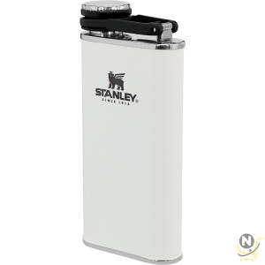 Stanley Classic Wide Mouth Flask 0.23L / 8OZ Polar White with Never-Lose Cap   Wide Mouth Stainless Steel Hip Flask for Easy Filling & Pouring