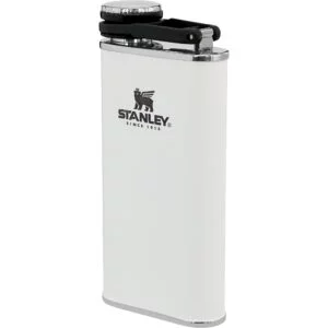 Stanley Classic Wide Mouth Flask 0.23L / 8OZ Polar White with Never-Lose Cap   Wide Mouth Stainless Steel Hip Flask for Easy Filling & Pouring