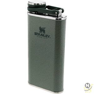 Stanley Classic Wide Mouth Flask 0.23L / 8OZ Hammertone Green with Never-Lose Cap   Wide Mouth Stainless Steel Hip Flask for Easy Filling & Pouring