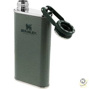Stanley Classic Wide Mouth Flask 0.23L / 8OZ Hammertone Green with Never-Lose Cap  Wide Mouth Stainless Steel Hip Flask for Easy Filling & Pouring | BPA FREE Leakproof Flask | Lifetime Warranty