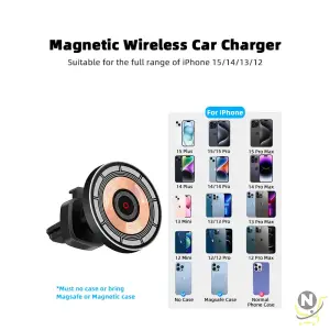 GTIMLMC Aluminum Magsafe Car Wireless Charger 15W Fast Charging Phone Holder Vent Mount for iPhone 14 15 Plus 13 Pro Max 12 Mini