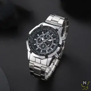 Mens Fashion Sports Watches Men Business Casual Stainless Steel Quartz Wristwatch Calendar Date Male Luxury Necklace Watch