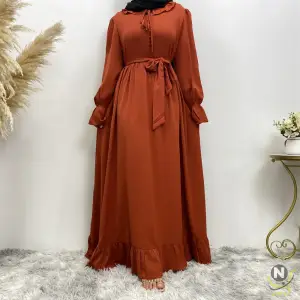 Middle East fashion Muslim women's new loose dress Arab Dubai Turkey solid color patchwork pleated robe dress