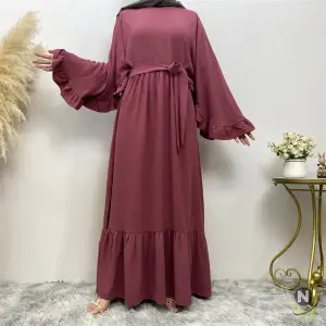 Muslim Middle East new fashion Arab Dubai solid color patchwork dress Islamic fashion women elegant dress