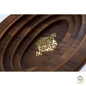 Qadira Oval Side Table Gold Walnut