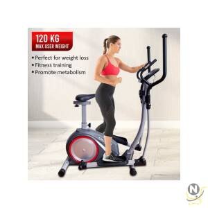 Sparnod Fitness SET-44 Elliptical Cross Trainer Machine for Home Gym - LCD Display, Compact Design, 7kgs Two-way Inner Electromagnetic Control Flywheel and Heart Rate Sensors Cardio Exercise Machine