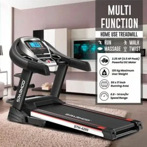 STH-4200 (4.5 HP Peak) Automatic Foldable Motorized Running Indoor Treadmill with Massager for Home use, Black