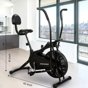 SAB-05 Air Bike Exercise Cycle For Home Gym Adjustable Resistance, Height Adjustable Seat With Back Rest 106.7x104.1x45.7cm