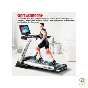 Sparnod Fitness STH-6010 3-Hp Continuous (6Hp Peak) Automatic Motorized Treadmill for Home Use - Large 15.6 Inches TFT Screen with Bluetooth Speakers