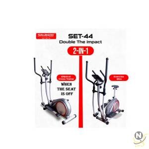 Sparnod Fitness SET-44 Elliptical Cross Trainer Machine for Home Gym - LCD Display, Compact Design, 7kgs Two-way Inner Electromagnetic Control Flywheel and Heart Rate Sensors Cardio Exercise Machine