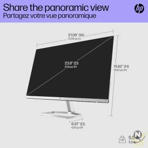 New_HP 24 Inch FHD 1080p IPS LED Anti-Glare Monitor, AMD FreeSync, 70Hz, 300 nits, HDMI & VGA Ports, Tilt (m24f) - Silver and Black (23.8 Inch)