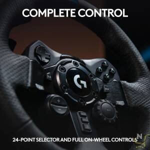 Logitech G923 Racing Wheel and Pedals, TRUEFORCE Feedback, Responsive Driving Design, Dual Clutch Launch Control, Genuine Leather Steering Wheel Cover, for PS5, PS4, PC, Mac - Black
