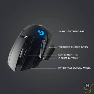 Logitech G502 Lightspeed Wireless Gaming Mouse with Hero 25K Sensor, PowerPlay Compatible, Tunable Weights and Lightsync RGB - Black