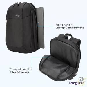 Targus Intellect Essentials Backpack For Lightweight Water-Resistant Slim Travel With Padded Back Support, Quick Access Stash Pouch, Protective Sleeve For 15.6-Inch Laptop Backpack, Black (Tsb966Gl)