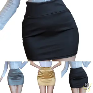 Women Sexy Silky Plain Smooth Ultra Short Skirt Elastic Bodycon Package Wrapped Hip Skirt Clubwear Solid Slim Skirt For Ladies