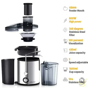 Juicer Machine, 800W Juicer with 3-inch Big Mouth for Whole Fruits and Veg, Juice Extractor with 2 Speeds, Easy to Clean