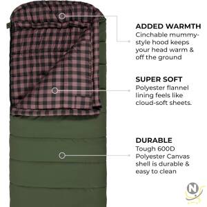 Bridger Sleeping Bag, Long, 35F, Right Zip, Green and Rose  Nsmah Sporting Goods