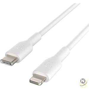 Belkin USB-C to Lightning Cable (iPhone Fast Charging Cable for iPhone 14,  13,  12 or earlier) Boost Charge MFi-Certified iPhone USB-C Cable (White,  1m)