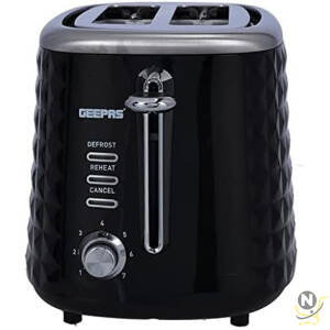 Geepas 850W 2 Slice Bread Toaster AdjUStable 7 Browning Control Pop Up With Removable Crumb Collection Tray, Black, Gbt36536"Min