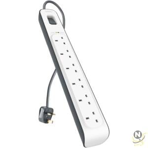 Belkin 6 Way/6 Plug Surge Protection Strip With 2 Meters Cord Length - Heavy Duty Electrical Extension Socket