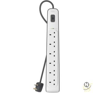 Belkin 6 Way/6 Plug Surge Protection Strip With 2 Meters Cord Length - Heavy Duty Electrical Extension Socket