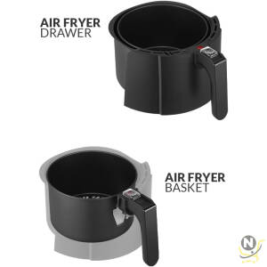 evvoli Air Fryer 4 Litres with Timer Temperature Adjustable Control and 8 Preset Programs 1500W, EVKA-AF4001BS Black