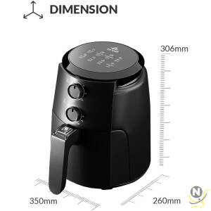 evvoli Air Fryer 4 Litres with Timer Temperature Adjustable Control and 8 Preset Programs 1500W, EVKA-AF4001BS Black