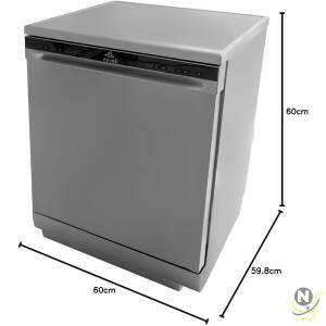 evvoli Free Standing Dishwasher 7 programs 15 place setting, 3 Rack Levels, High Energy Efficiency, Quiet, Silver Color