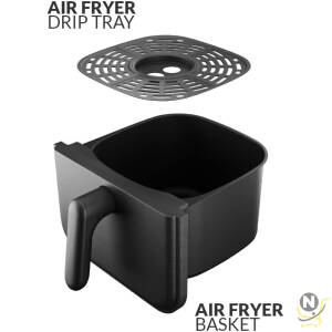 evvoli Air Fryer 3.8 Liters with Timer Temperature Adjustable Control and 8 Preset Programs 1600W, EVKA-AF3801B Black