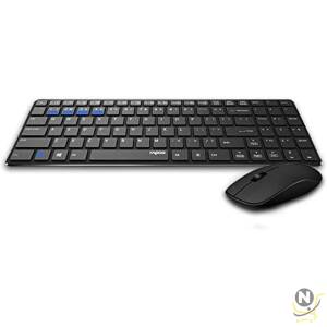 RAPOO Wireless Keyboard and Mouse Combo 9300M Multimode Connection 3.0/4.0/2.4 GHz World's Ultra Slim English Arabic Keyboard and Mouse Black