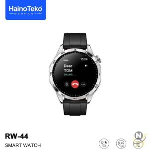 Haino Teko Germany RW44 Round Screen AMOLED Display Smart Watch With 3 Pair Straps and Wireless Charger For Gents and Boys Silver