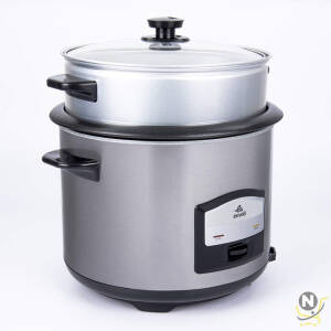 evvoli 2 In 1 Rice Cooker with Steamer 6.5 Litter Up To 12 Cup Of Rise non-stick 750W Silver EVKA-RC6501S 2 Years Warranty