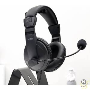 Rapoo H150 Wired USB Headset with Microphone | Over Ear Headphone with Stereo Sound USB Port & Noise Cancelling 360° Microphone | Adjustable Headband | Lightweight - Black