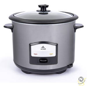 evvoli 2 In 1 Rice Cooker with Steamer 6.5 Litter Up To 12 Cup Of Rise non-stick 750W Silver EVKA-RC6501S 2 Years Warranty