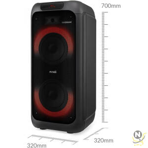 evvoli Portable party speaker Bluetooth With Two Wireless MIC, Built In Lights and Splashproof Design 160W EVAUD-PT160B