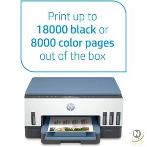 HP Smart Tank 725 All-in-One Printer wireless, Print, Scan, Copy, Auto Duplex Printing, Print up to 18000 black or 8000 color pages, White/Blue [28B51A], Standard