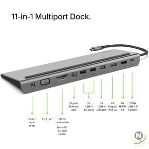 Belkin Usb C Hub,  11-In-1 Multiport Adapter Dock With 4K Hdmi,  Dp,  Vga,  Usb-C 100W Pd Pass-Through Charging,  3 A,  Gigabit Ethernet,  Sd,  Microsd,  3.5mm Ports For Macbook* Pro,  Air,  Xps And More