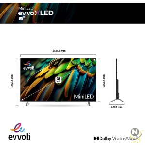 evvoli 65-Inch 4K Mini LED Android Smart Tv, Dolby Vision-Atoms, HDR 10+, 120HZ With Remote Laser Pointer 65EV600MA