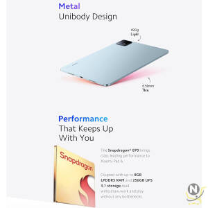 Xiaomi Pad 6 Tablet 11″ 2.8K Screen 144Hz Snapdragon 870 Octa Core 3.2Ghz 8600mAh Battery Fast Charger CN Version OTA