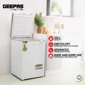 Geepas Freestanding Chest Freezer, | Deep Freezer with Adjustable Thermostat | 1pc Food Basket Included | LED Light | Comes with