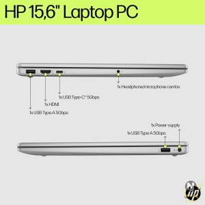 HP EQ5046 i3-1215U-4-256-W11 Laptop with 15.6 inch Core i3 4 Gb ram 256 Gb SSD Intel UHD Graphics english_arabic Natural Silver