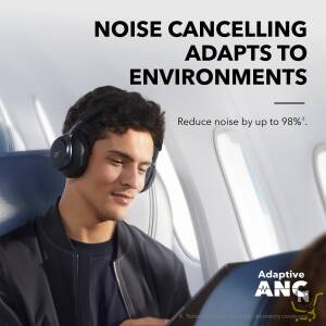 soundcore by Anker,  Space One - Adaptive Active Noise Cancelling Headphones,  Enhanced Human Voice Reduction,  40H ANC Playtime,  LDAC Hi-Res Wireless Audio,  Comfortable Fit,  Bluetooth 5.3,  App Control