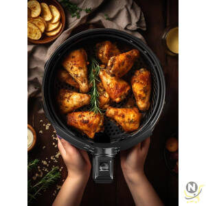 evvoli Air Fryer 4 Litres with Timer Temperature Adjustable Control and 8 Preset Programs 1500W, EVKA-AF4001BS Black