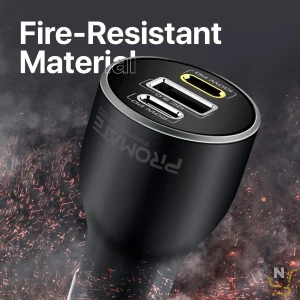 Promate iPhone 15 and Laptop Car Charger,  120W Heavy Duty USB-C Car Adapter,  Dual 100W/20W USB Type-C Ports,  18W QC 3.0 USB Port,  Surge Protection for iPhone 13/14,  Galaxy,  PowerDrive-120