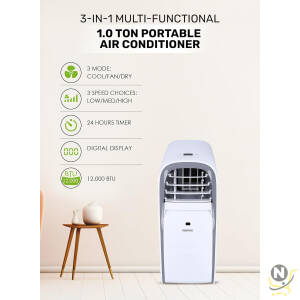 GEEPAS Portable Air Conditioner, Remote Control, GACP1216CU, |24hrs Timer, Digital Display Cooler with 0.4L Water Tank |1 Year